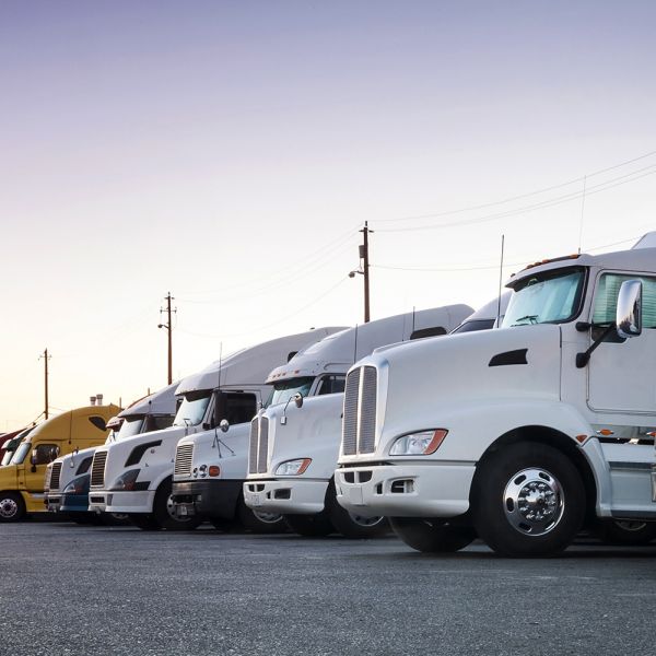 A row of trucks in a fleet