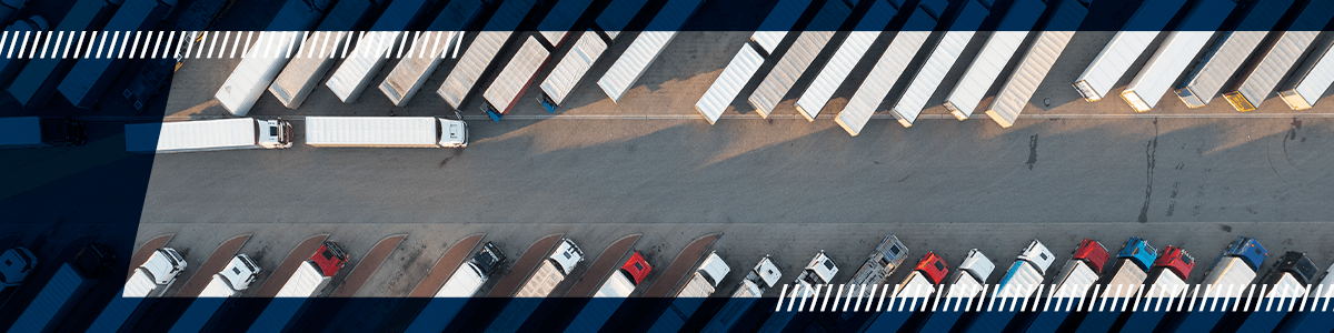 a birds eye view of a truck stop